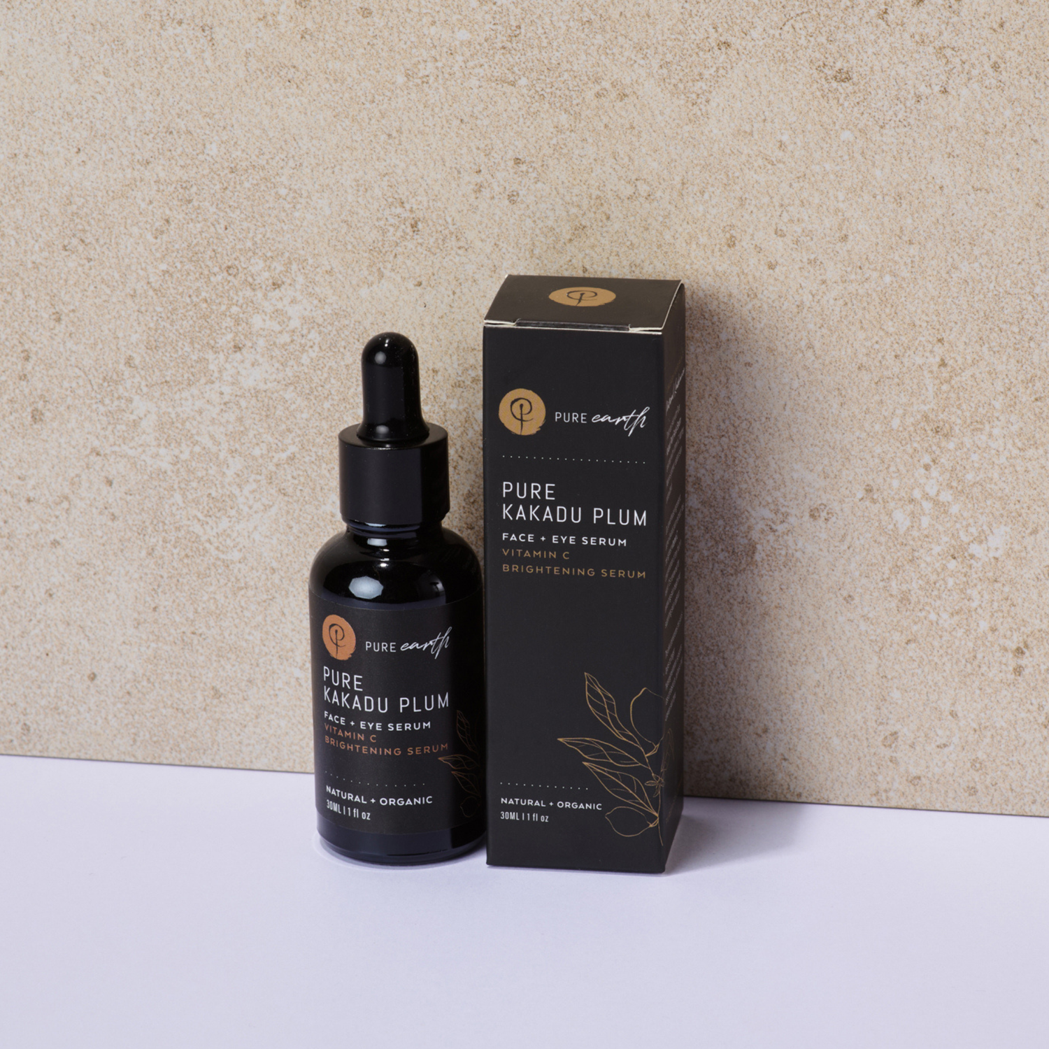 Pure Earth Kakadu Plum Vitamin C Serum dropper bottle natural face serum Australia for brightening skin and antioxidant protection