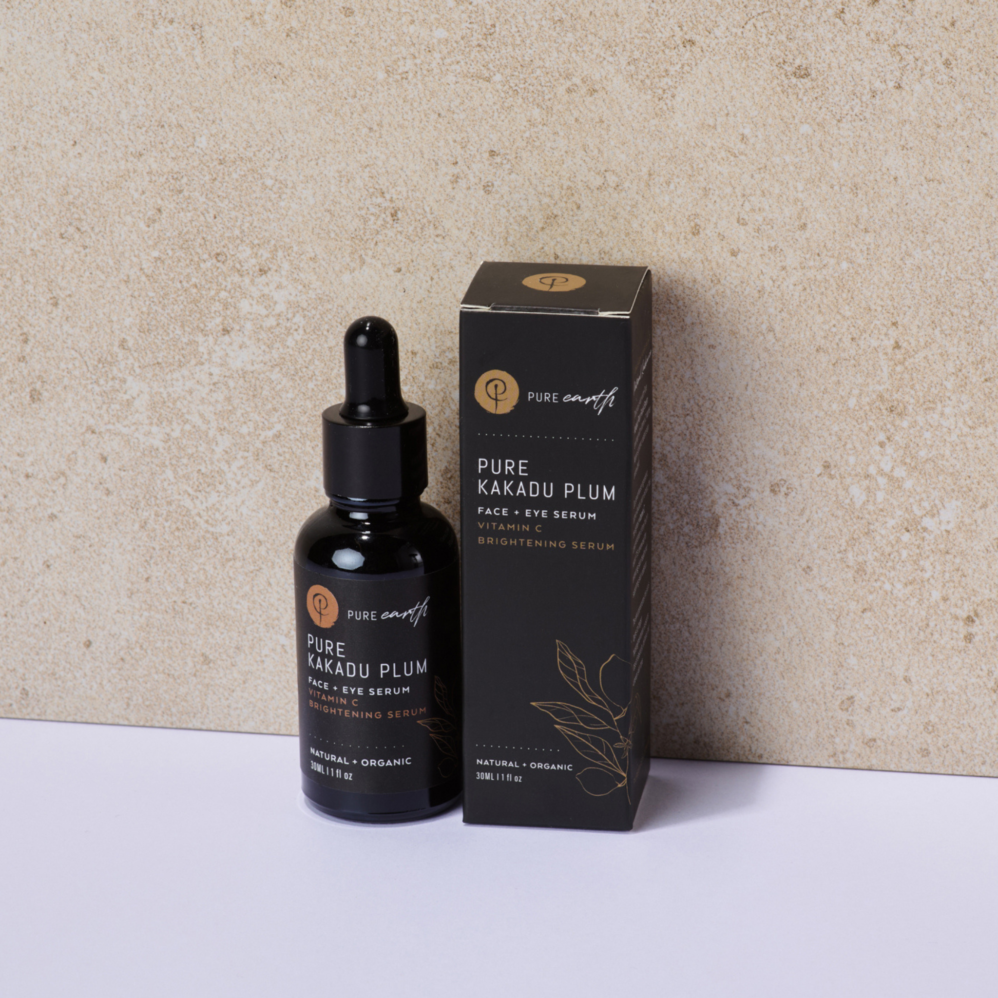 Pure Earth Kakadu Plum Vitamin C Serum dropper bottle natural face serum Australia for brightening skin and antioxidant protection