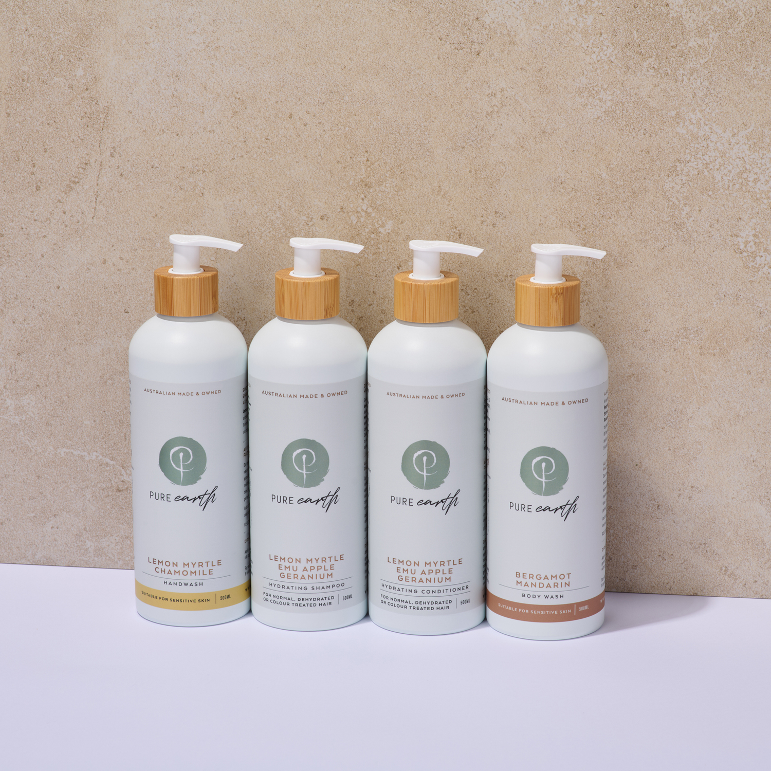 Pure Earth natural haircare bundle Australia low tox shampoo conditioner body wash hand wash
