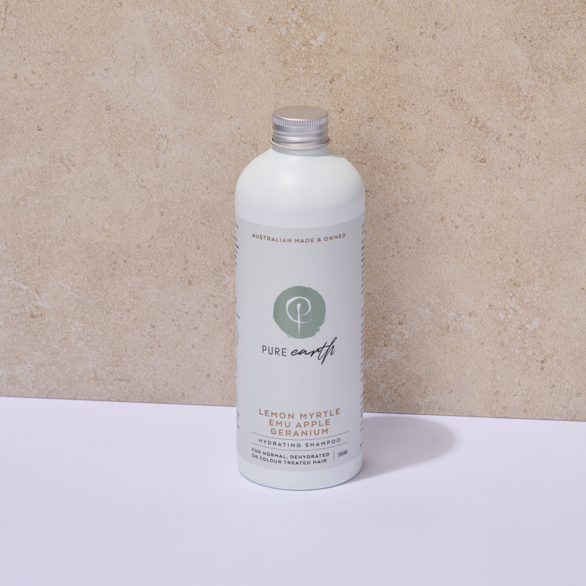 Pure Earth natural hydrating shampoo plastic free packaging with aluminium cap
