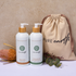 Pure Earth natural Body Wash and Body Lotion bundle with reusable linen gift bag, featuring Australian made body care scented with pure essential oils.
