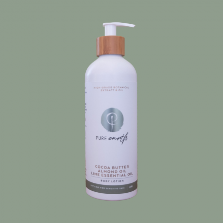 Pure Earth Natural Body Lotion with Sweet Almond, Lime and Rosehip in eco-friendly, refillable 500 ml Aluminium Bottle