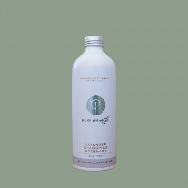 Pure Earth Natural Shampoo with Lavender and Rosemary in eco-friendly, refillable 500ml bottle
